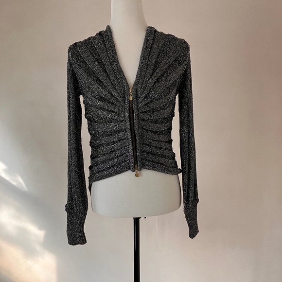 MISSONI SILVER & BLACK KNIT SWEATER - Picture 4 of 13